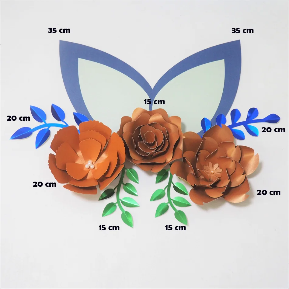 Cardstock бронзовые DIY бумажные цветы листья комплект с ушами для свадьбы и события