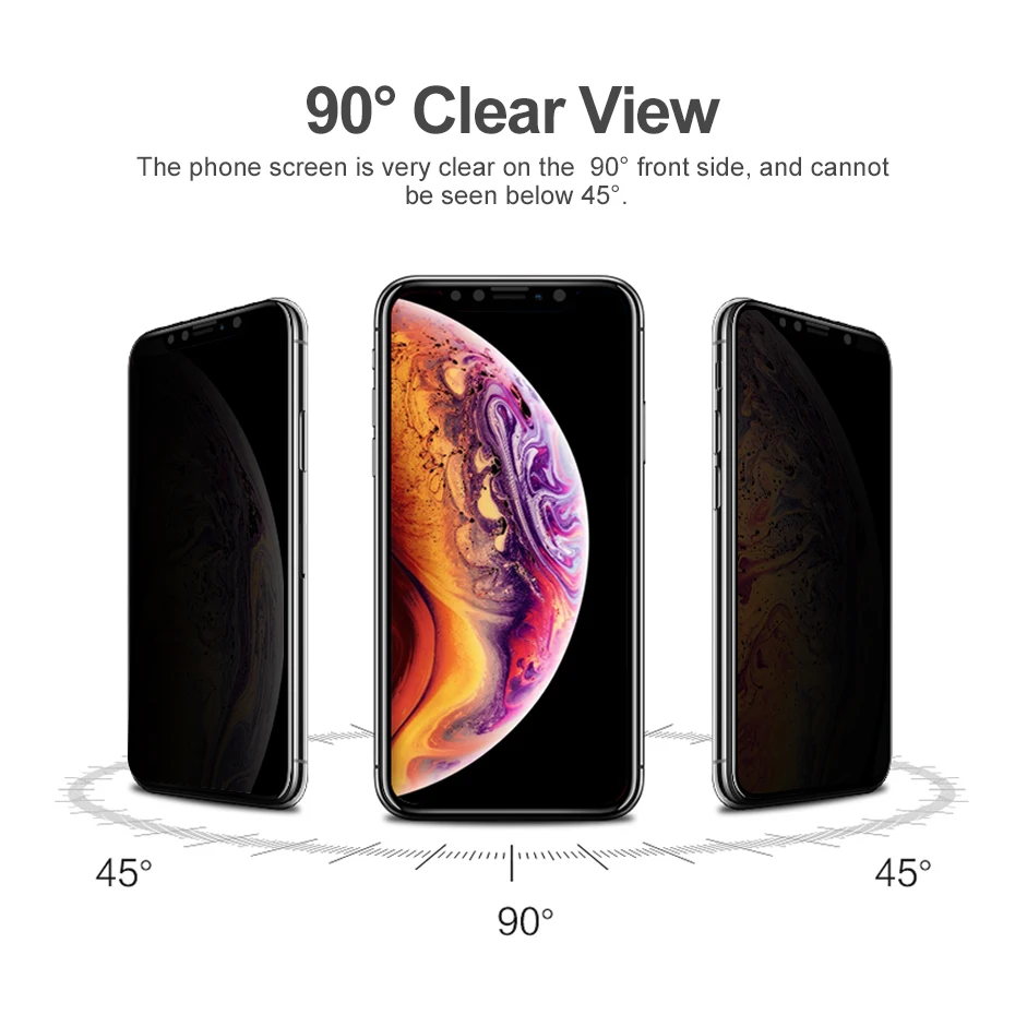 Для iPhone X XS XR Max анти шпион полное закаленное стекло 3D пленка протектор экрана