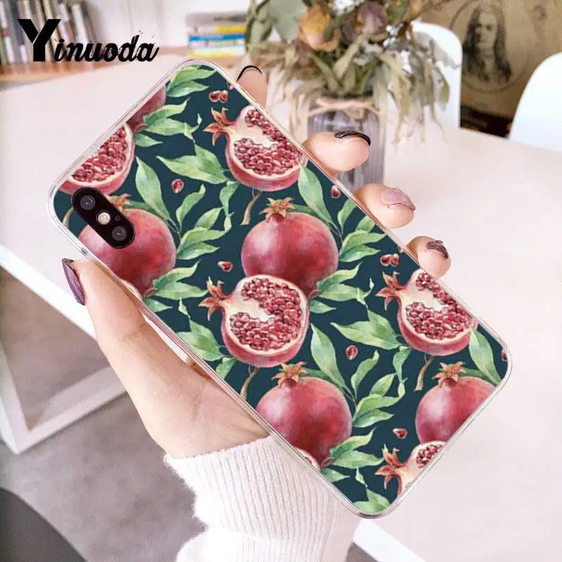 Чехол Yinuoda для iPhone 7 6 X прозрачный чехол с гранатовыми фруктами телефона 8 6S Plus 5 5S SE