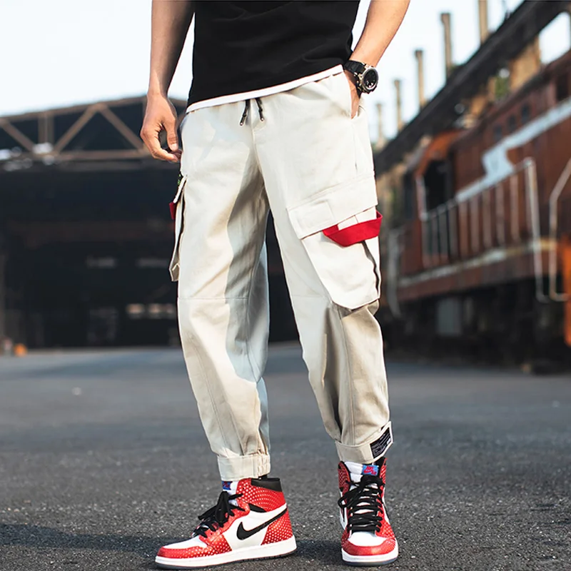 Джоггеры мужские с карманами уличная одежда брюки карго тренировочные штаны в