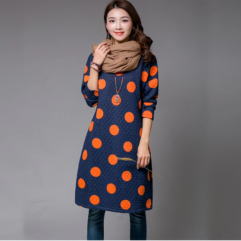 Дамы Новые Модные Платья Красочные Dot Сладкий Стиль Vestidos Повседневная С Длинным