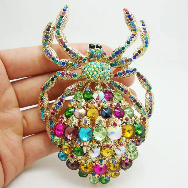 TTjewelry 4 33 &quotмодные роскошные пауки насекомые цветная хрустальная брошь со Стразы