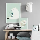 Полярный медведь Пингвин рыболовные плакаты на скандинавскую тему и принты настенная живопись садик холщовая картина анимальный Настенный декор для детской комнаты