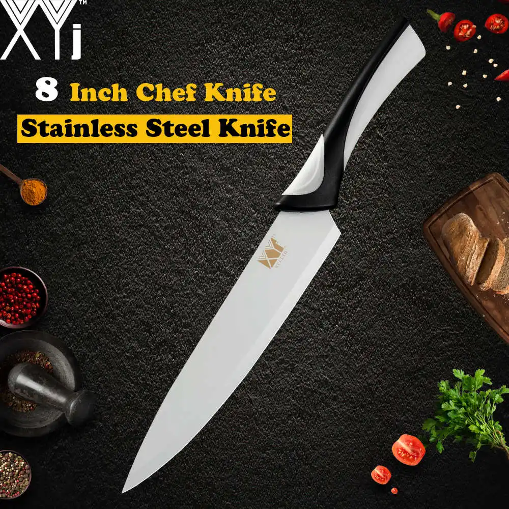 B.8 chef knife XYj 6 шт. набор ножей из нержавеющей стали 8 ''7'' 5 ''3,5'' красочные острые тонкие лезвия удобная ручка ножи для приготовления пищи Кухонные гаджеты - Цвет: B.8 chef knife