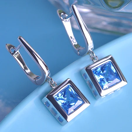 Мадри 6 цветовый серьги-каффы с кристаллами для женщин кубического циркония серебряного цвета квадратные бусины свадебные вечеринки аксессуары Пендиентес.