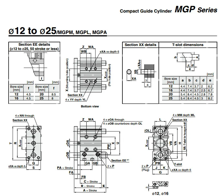 MGPM32TF-25Z MGPM40TF-25Z SMC компактный направляющий цилиндр тонкий трехосевой цилиндр со стержнем серии MGPM