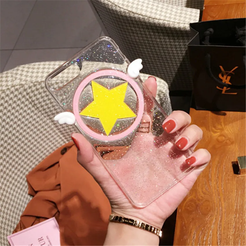 iPhone7 iPhone6 plus For iPhone 6S Mobile Phone Case Glitter Card Captor Sakura pentagram turnkey Soft shell Hand case | Тематическая