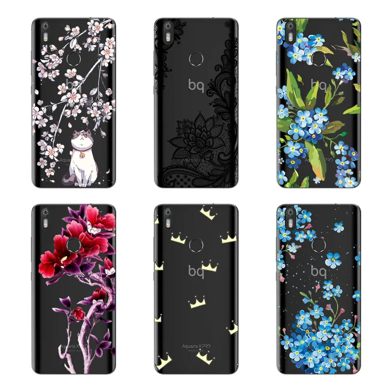 Мягкий чехол из ТПУ для BQ Aquaris x pro v plus u2 lite x5 с цветочным рисунком u защитный