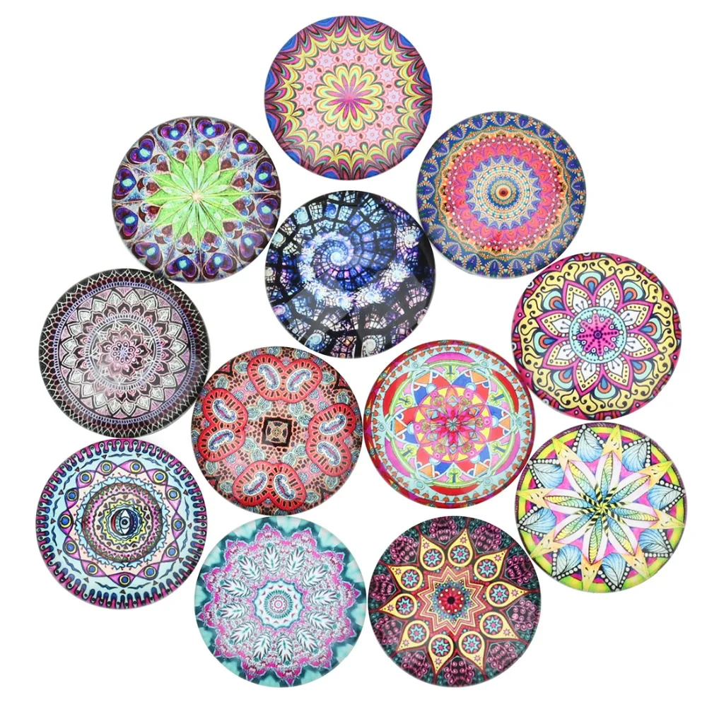 Оптовая продажа 20 шт 12 мм этнические богемные круглые стеклянные кабошоны с