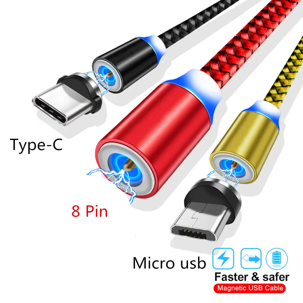 Магнитный usb-кабель для передачи данных iphone 6 7 8 X XR XS кабель со светодиодной