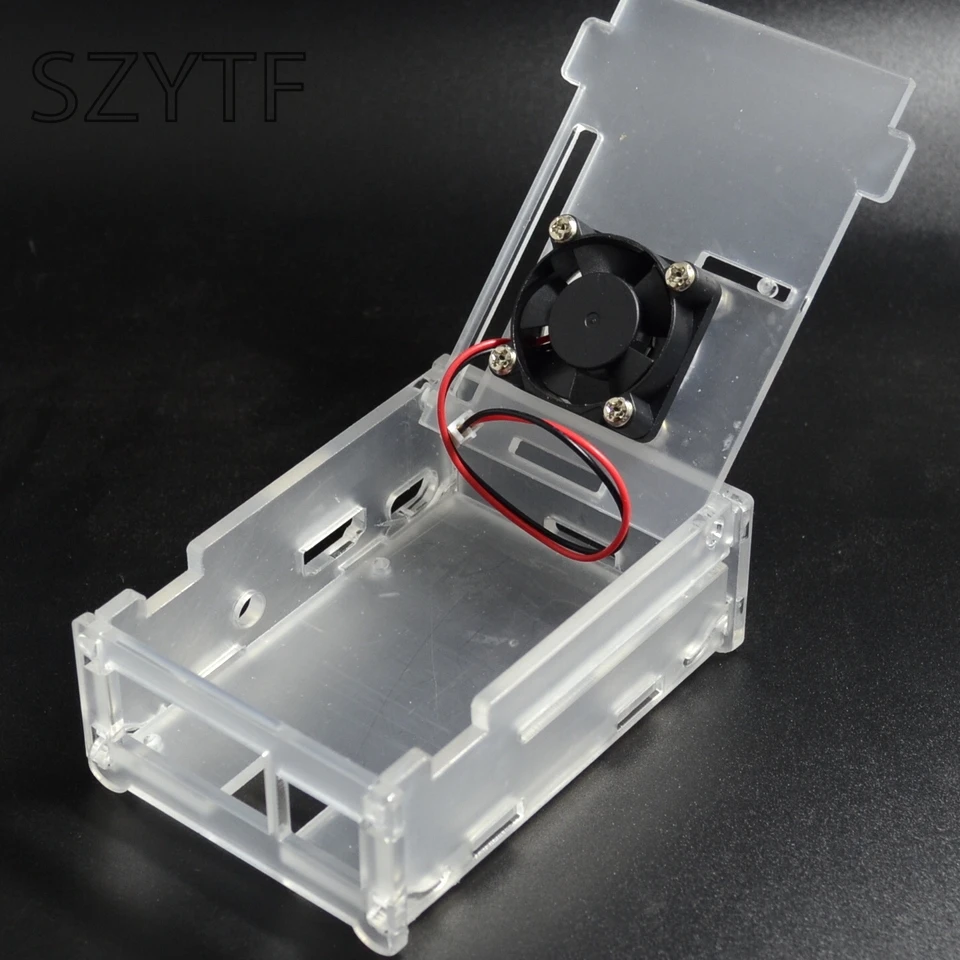 Прозрачный акриловый чехол с охлаждающим вентилятором для Raspberry Pi 2 B 3 Model |