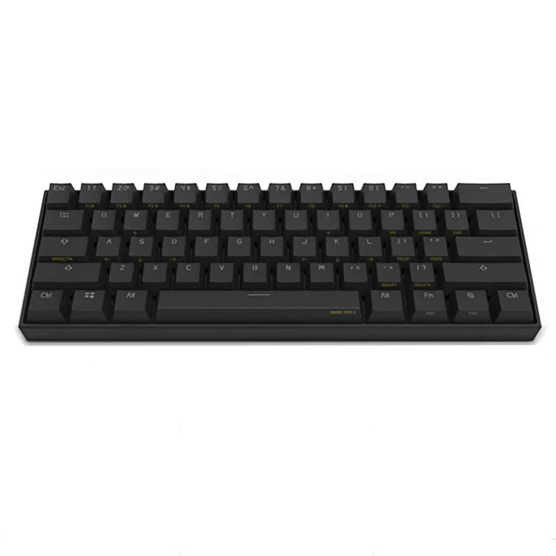 Черный Anne Pro2 Мини Портативная 60% механическая клавиатура Беспроводная Bluetooth съемный кабель красный синий коричневый переключатель игровая клавиатура - Цвет: Черный