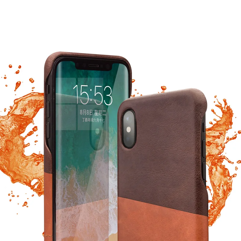 

QIALINO Genuine Leather Phone Cover for iPhone X Fashion Luxury Ultrathin Pure Handmade Back Case for iPhone X for 5.8 inch