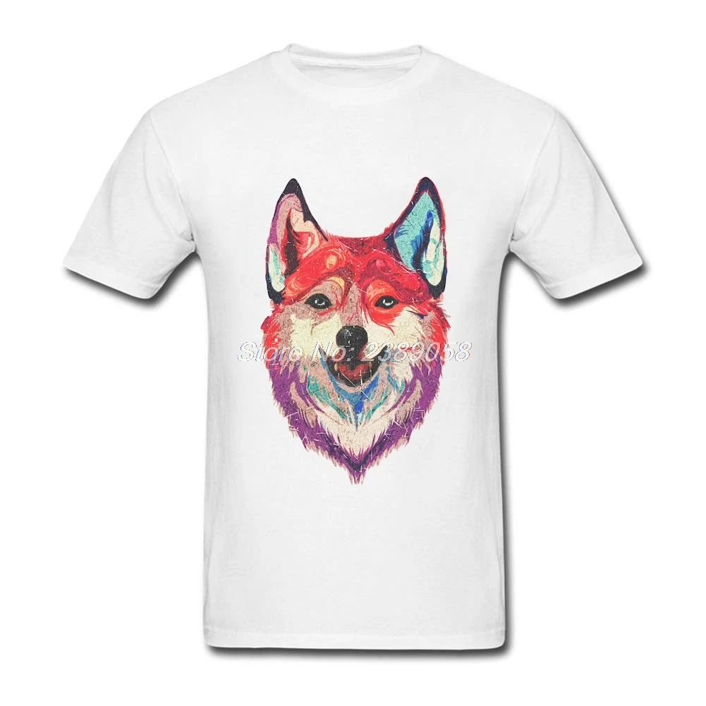 Мужская футболка с забавным мультипликационным принтом Happy Husky винтажные топы