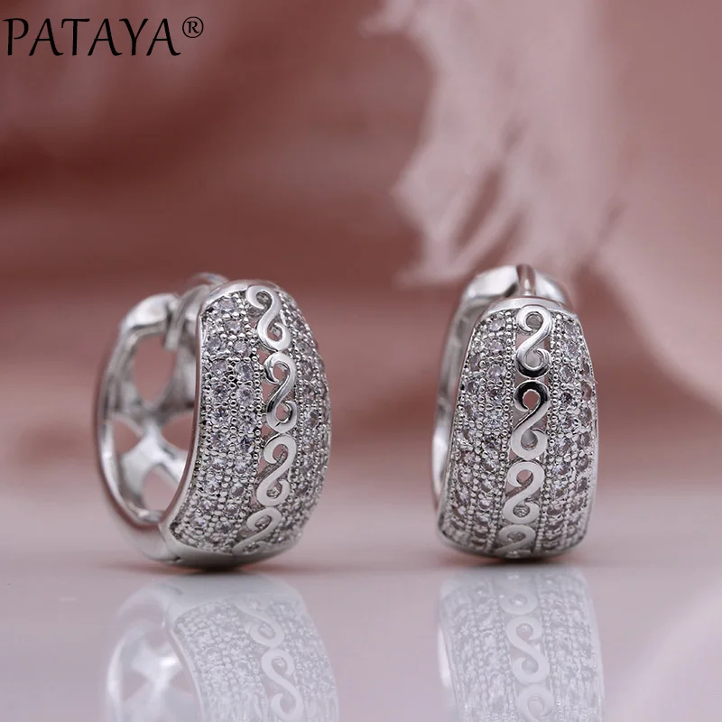Серьги PATAYA женские круглые из натурального циркония|Серьги-подвески| |