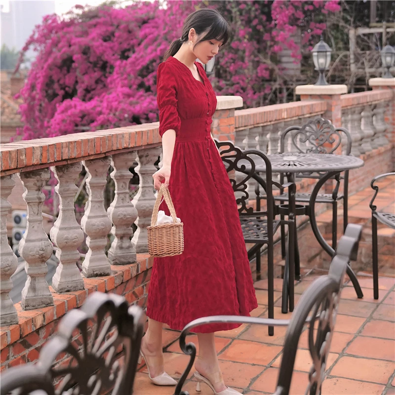 2019 новые модные женские платья французский суд винтажное платье Летнее