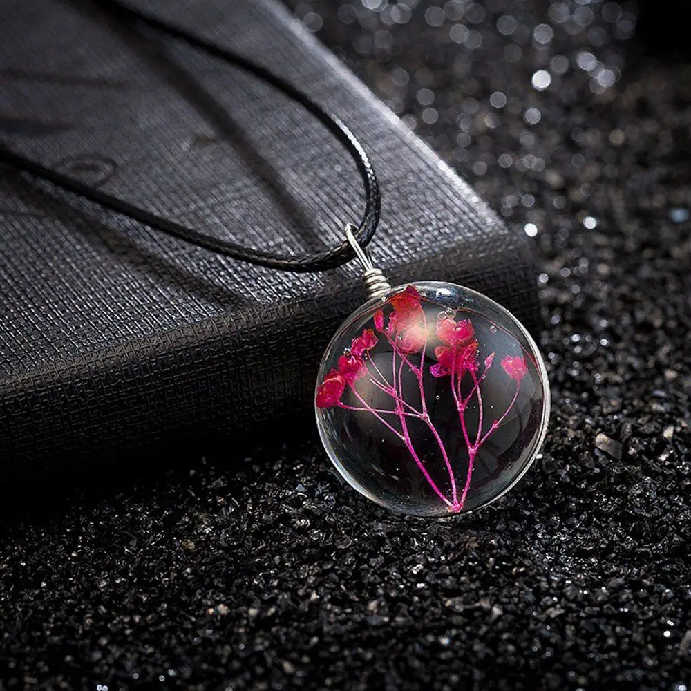 1 шт. стеклянный шар кулон в виде настоящего цветка травы одуванчика ожерелье