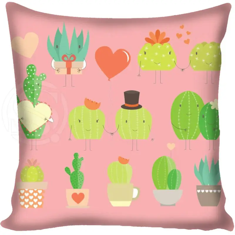 Pillowcase Изготовленный на заказ Наволочка с изображением кактусов площади молнии дома декоративная наволочка с двух сторон Печатный 35X 35, 40 X40 размером 45*45, 60X60 - Цвет: Pillowcase