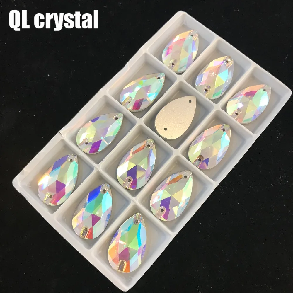 Оптовая продажа QL Crystal DR пришивные стразы AB кристально чистые плоские для Diy сумок