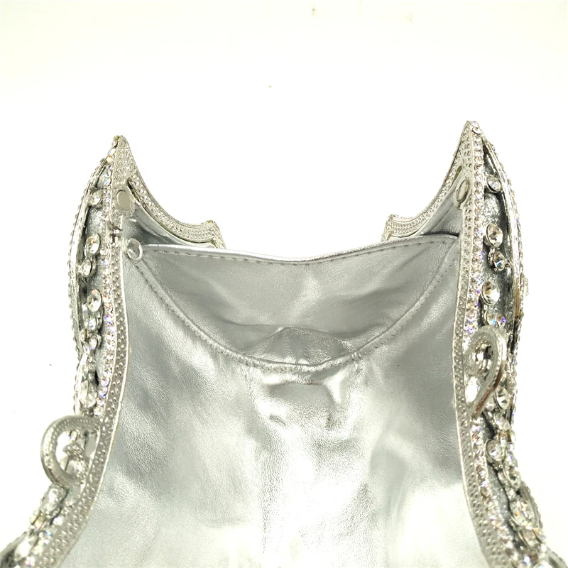 

XIYUAN Silver Metal Clutch Bags Pink Crystal Women Evening Clutches Handbag Ladies Party Shoulder Bag Female Diamond Clutches