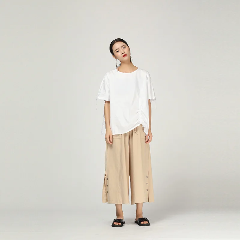 LANMREM 2020 Новая летняя модная женская одежда в японском стиле с круглым вырезом