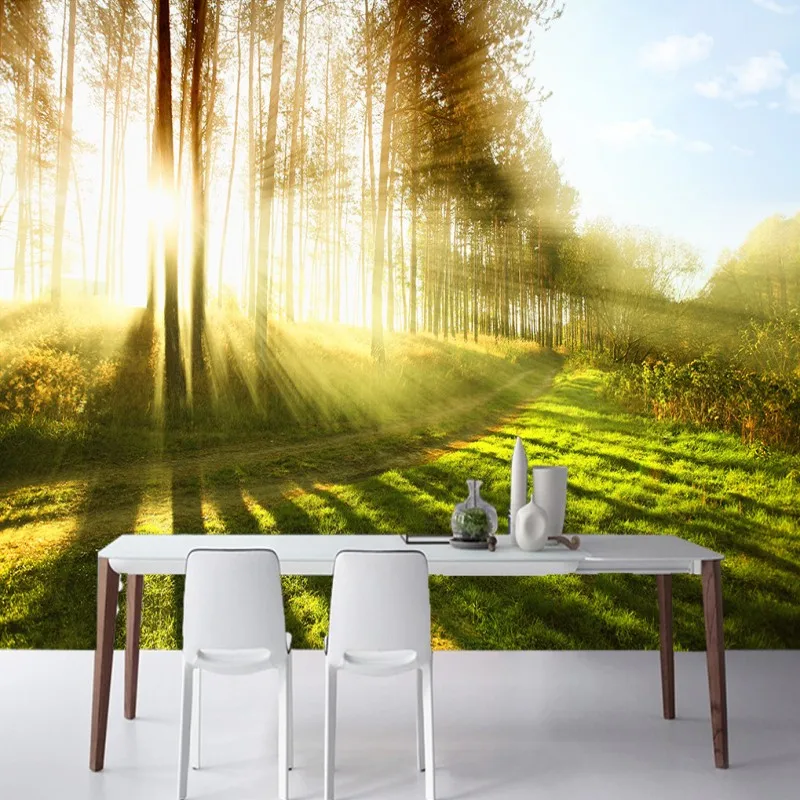 Фотообои 3D с невооруженным глазом зеленая дорога свежий свет столовая гостиная