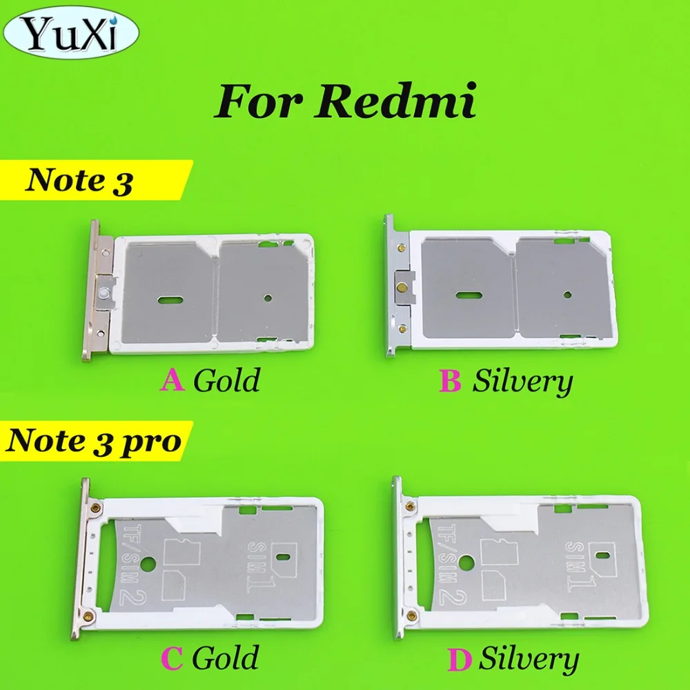 

Держатель слота для SIM-карты YuXi для Xiaomi Redmi Note 3, запасные части для телефона, серебристого и золотистого цвета
