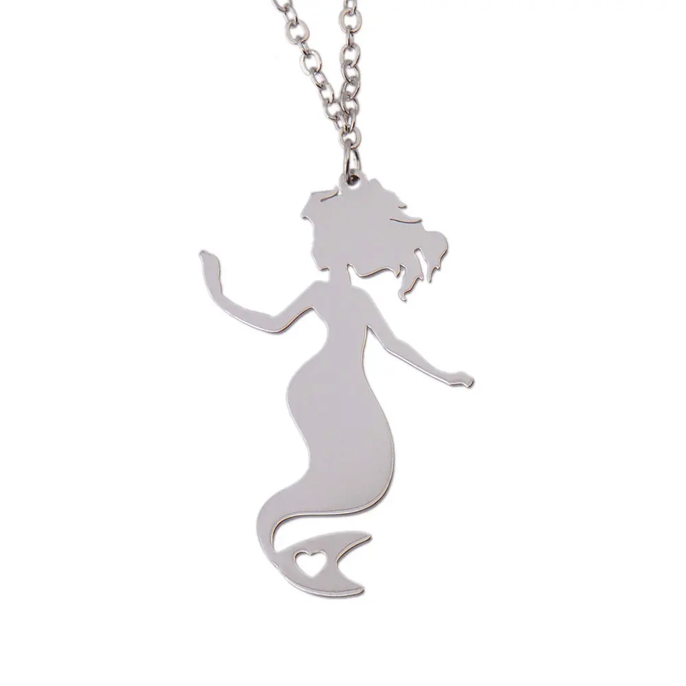 Dainty Mermaid Necklace for Women Jewelry Stainless Steel Polished Gold Color Cute Choker Chain 18'' +2'' Collier Femme NL2657 |