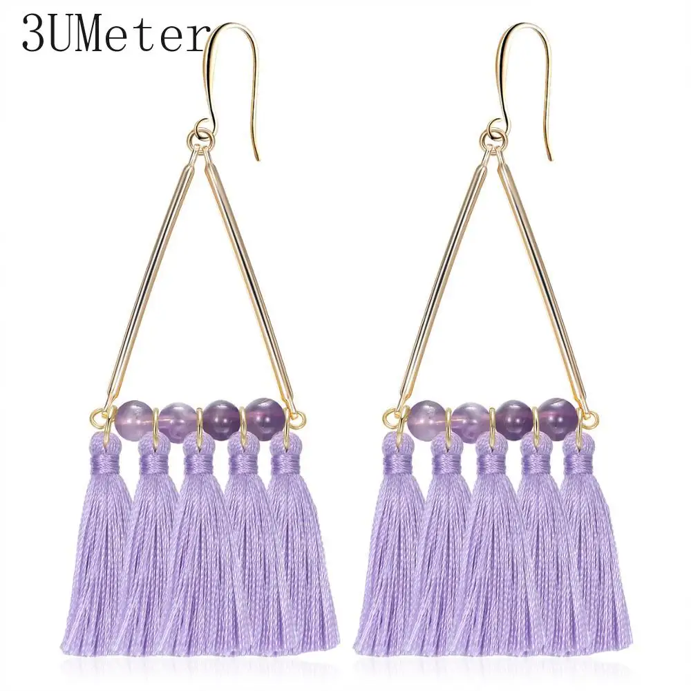 3UMeter свисающие серьги для женщин в богемном стиле натуральный камень кисточка