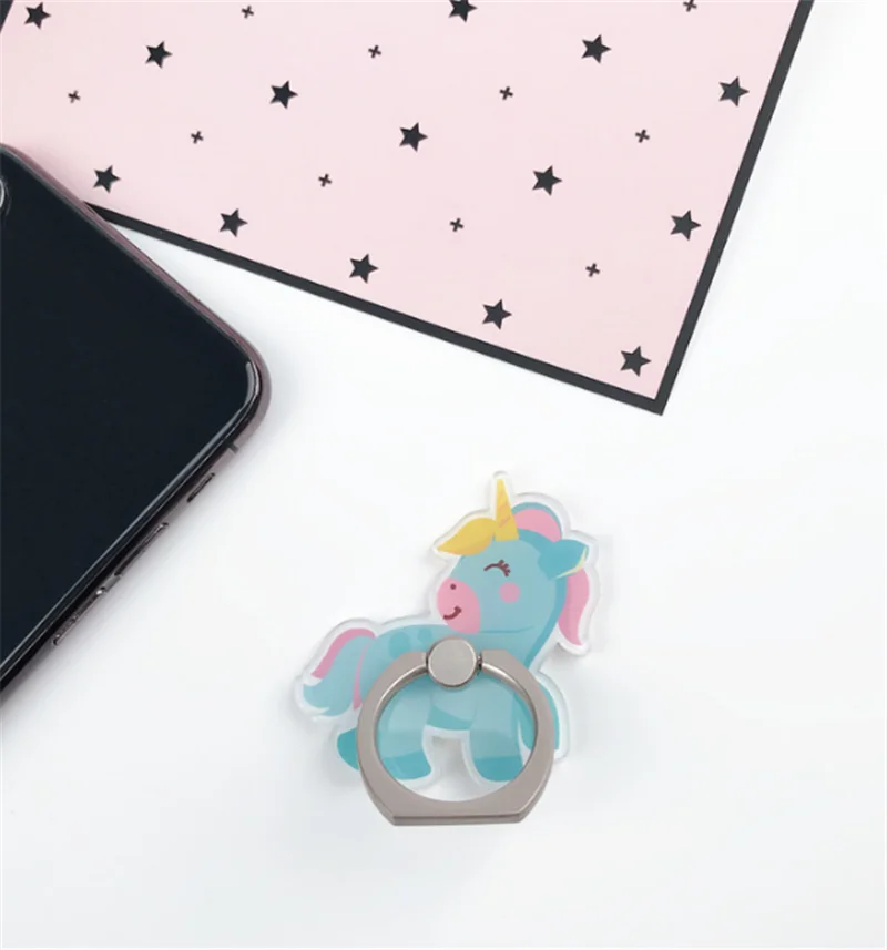 New Arrival Mobile Phone Holder Metal Finger Ring Holder Rainbow Unicorn Phone Ring Holder Cartoon Phone Stand Support