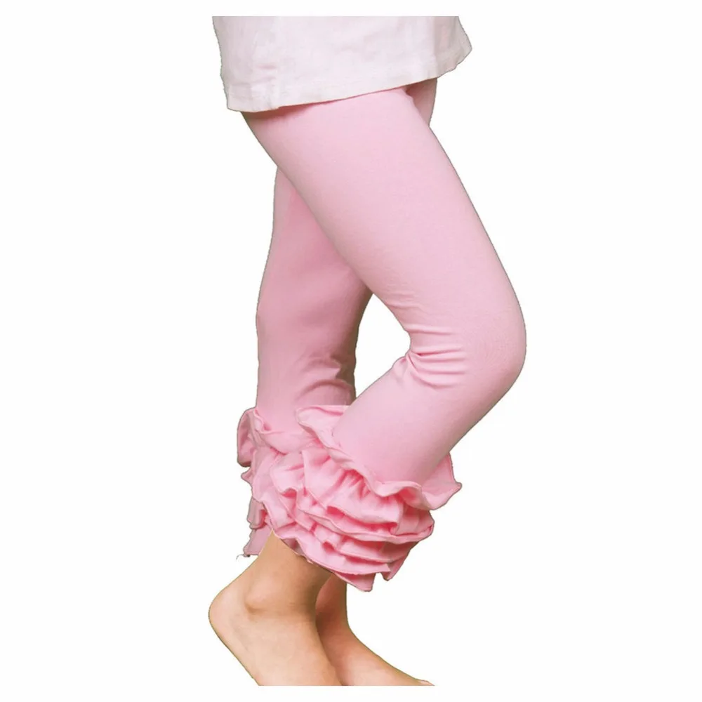 Милые штаны для девочек бутик Слои рюшами Леггинсы женщин хлопка повседневные