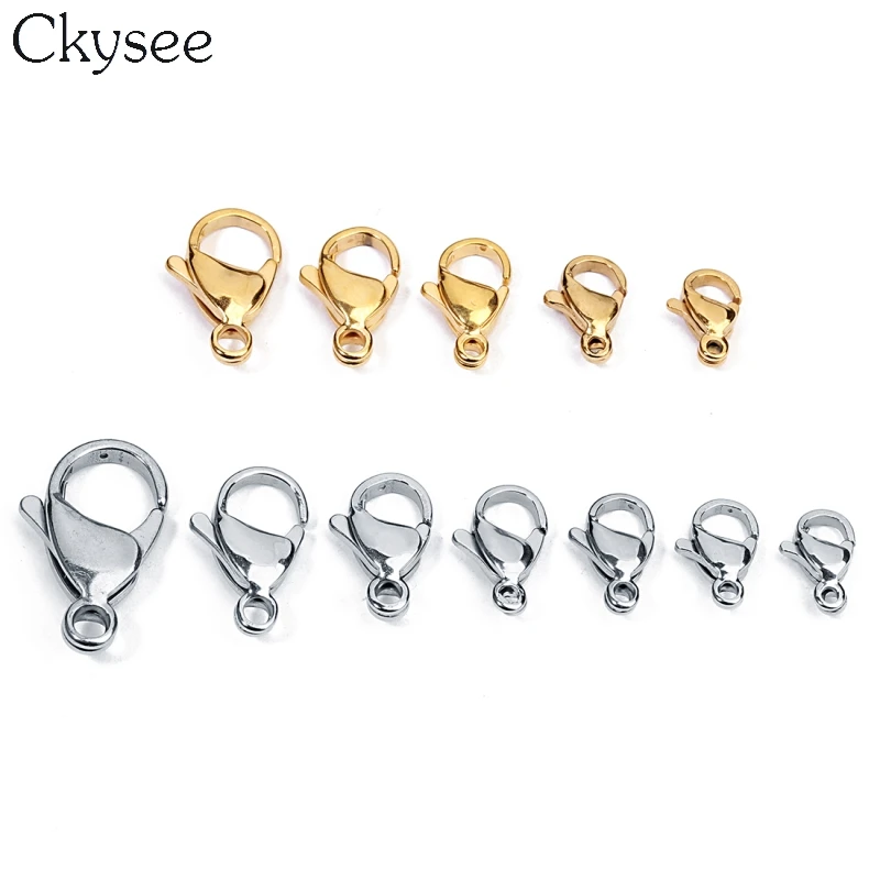 

Ckysee 25pcs/lot Golden Stainless Steel Lobster Clasps Hooks End Clasp Connectors For Diy Jewelry Necklace Material
