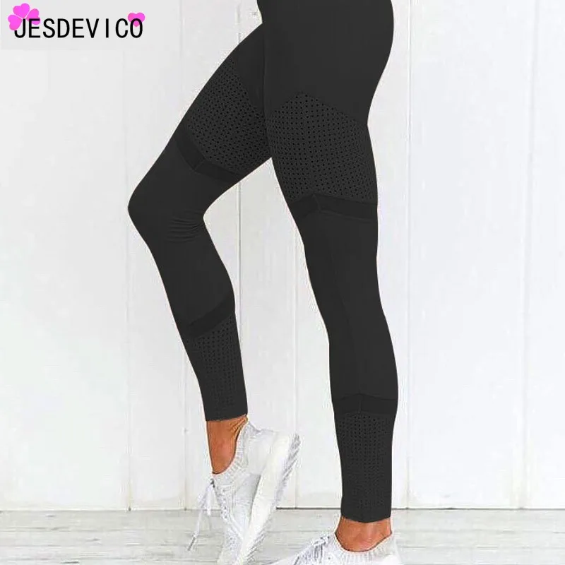 JESDEVICO двойной сетки шить для женщин тренировки Леггинсы Высокая талия