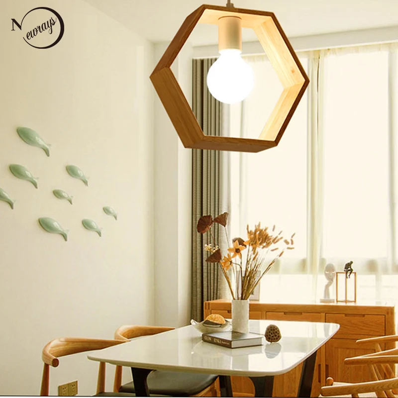 

Американские простые подвесные светильники из массива дерева, E27, Подвесная лампа для гостиной, спальни, ванной, коридора, балкона, ресторан...