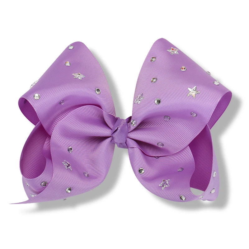 8 дюймов Большая лента для волос девочек с зажимами в форме звезды со стразами