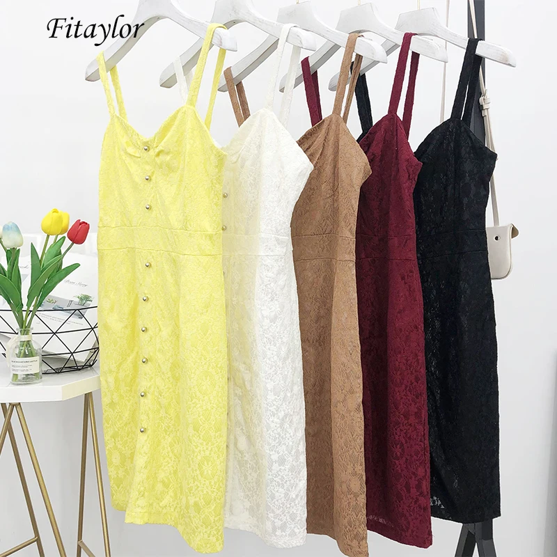 Fitaylor женское сексуальное кружевное платье на бретельках летнее с v-образным