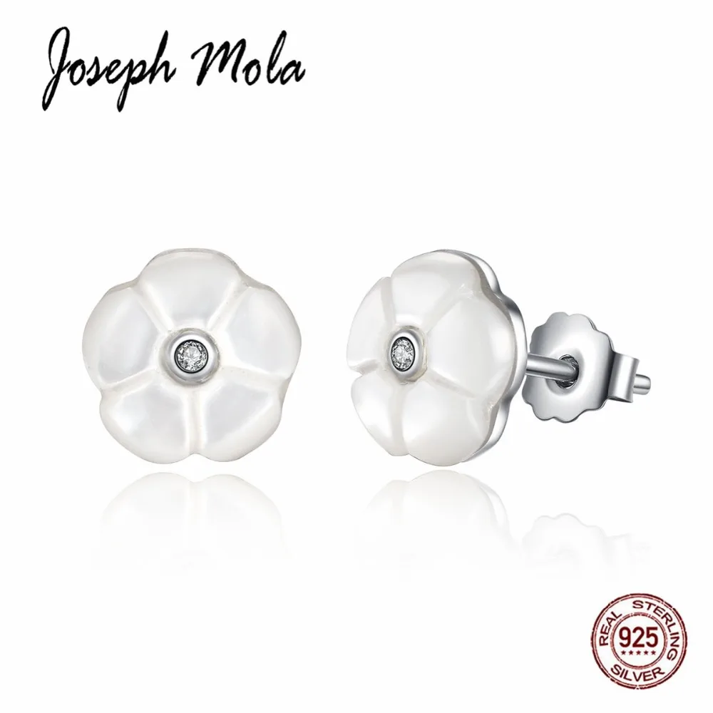 Joseph Mola 925 пробы серебряные серьги-гвоздики ручной работы с натуральным цветком