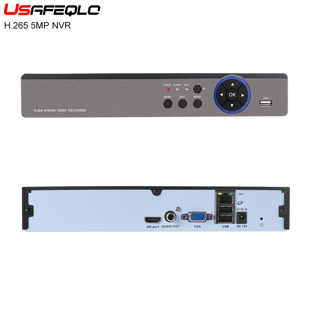 USAFEQLO металлический корпус H.265 NVR VGA HDMI 4CH 8CH 16CH CCTV 5 м 4 3 1080P IP камера ONVIF 2 0 система