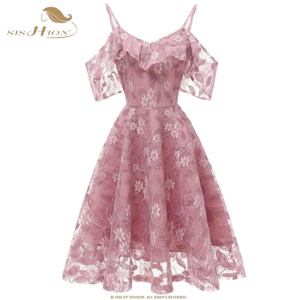 

SISHION Sexy Party Dress Floral Elegant Princess robe femme CD1627 Vintage A Line Women Summer Lace Dress jurken 2021