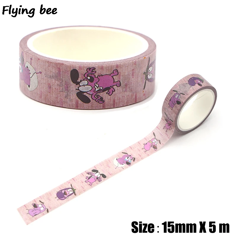 Flyingbee 15mmX5m креативная тема мультяшная Бумага васи лента милые собаки Клейкая