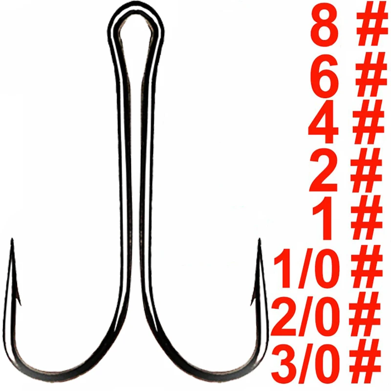 20pcs Or 50pcs Double Fishing Hook Fly Tying Double Hook for Jig Bass Bait Lure Fishhook Size 1 2 4 6 8 1/0 2/0 3/0 Fish Tool