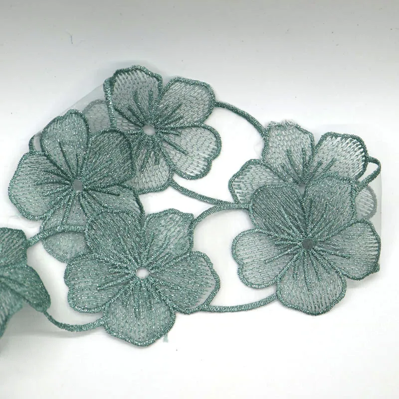 1 ярд Водорастворимая Вышивка Цветочная кружевная отделка нашивки для одежды