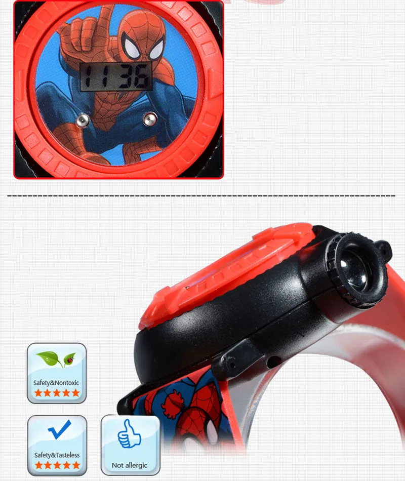 Marvel Ultimate Spider-Man Project 10 Hero узоры удивительные детские спортивные цифровые часы детский проектор Время Дата резиновые часы