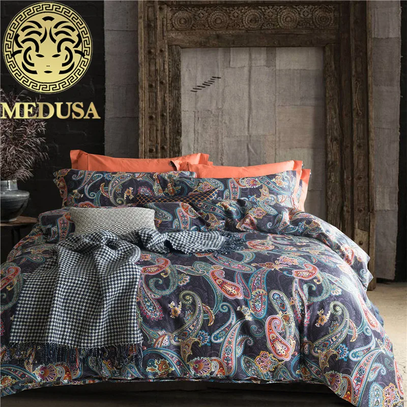 Медуза 400TC Египетский хлопок Золотой дворец роскошный комплект постельного