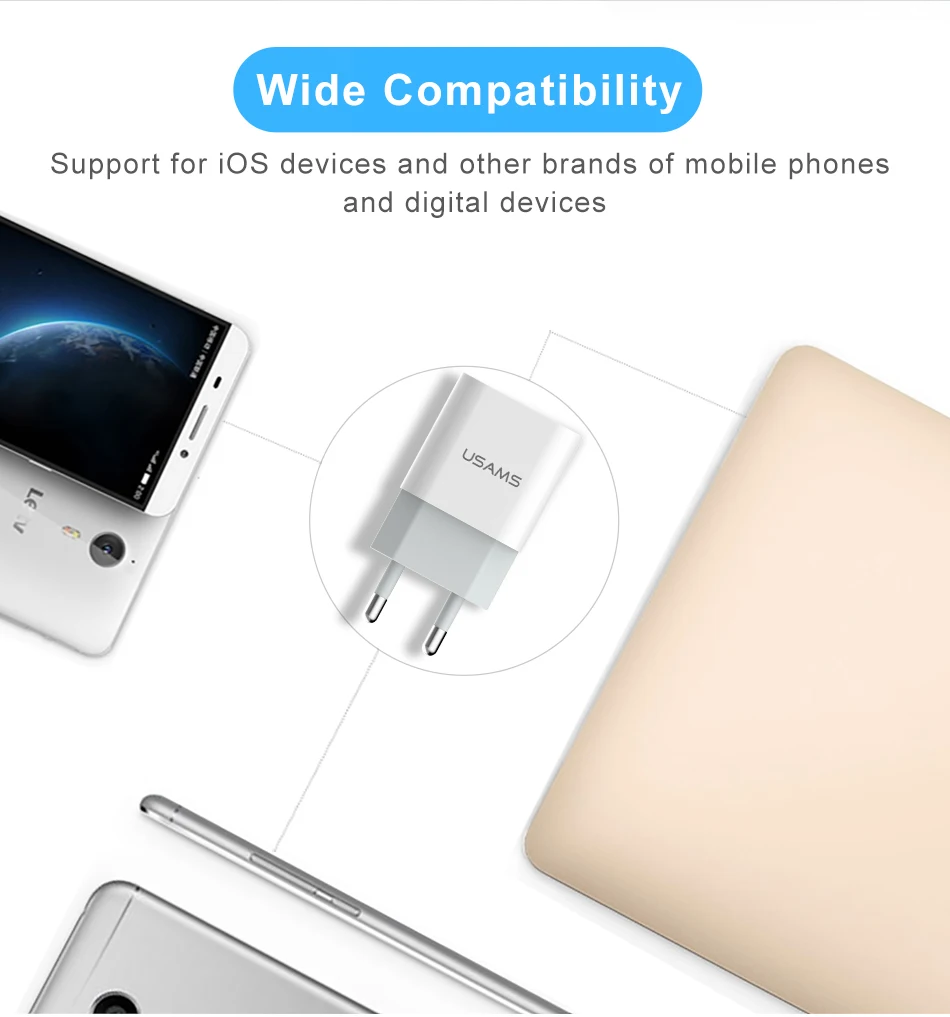 USAMS 2 порта 5 в 2,4 А USB зарядное устройство для iPhone X 8 7 iPad быстрое настенное зарядное устройство EU/UK адаптер для samsung S9 Xiaomi Mi 8 зарядное устройство для телефона
