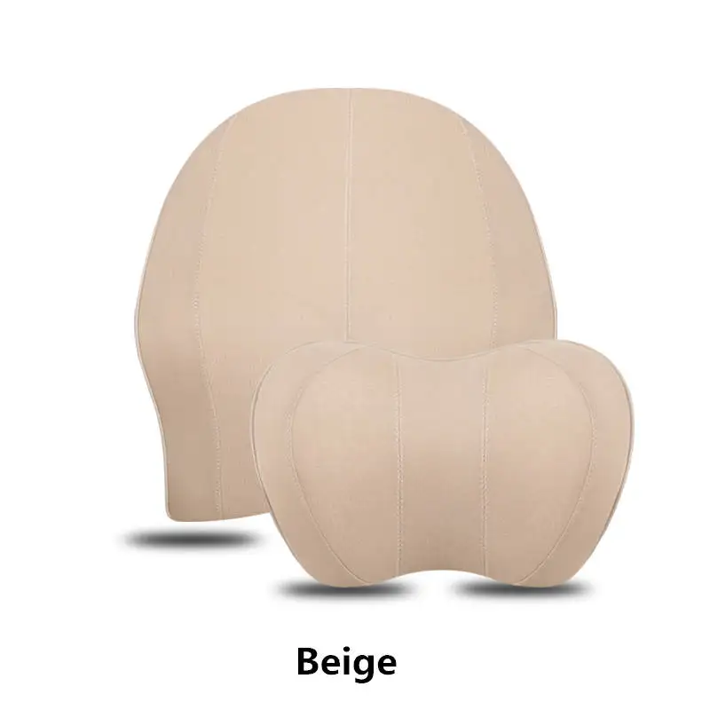 Beige Подголовник автомобиля подушка для шеи в автомобиль памяти Хлопок Подушка сидение четыре сезона автомобиля поставки пара автомобильных подушки под талию - Цвет: Beige