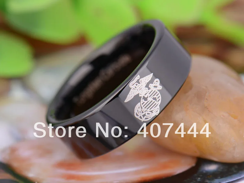 Free Shipping YGK JEWELRY Hot Sales 8MM Black Pipe Military Army Marines New Mens Tungsten Carbide Wedding Ring | Украшения и
