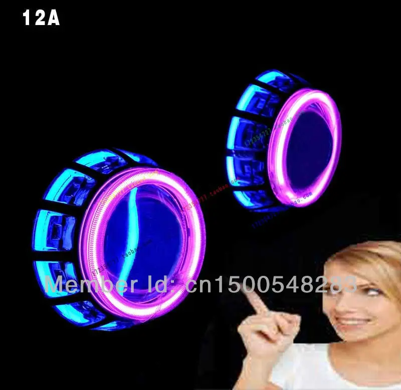 Двойное кольцо BI xenon проектор Объектив с CCFL Ангел + дьявол глаза h1 h4 h7 9005 9006 и