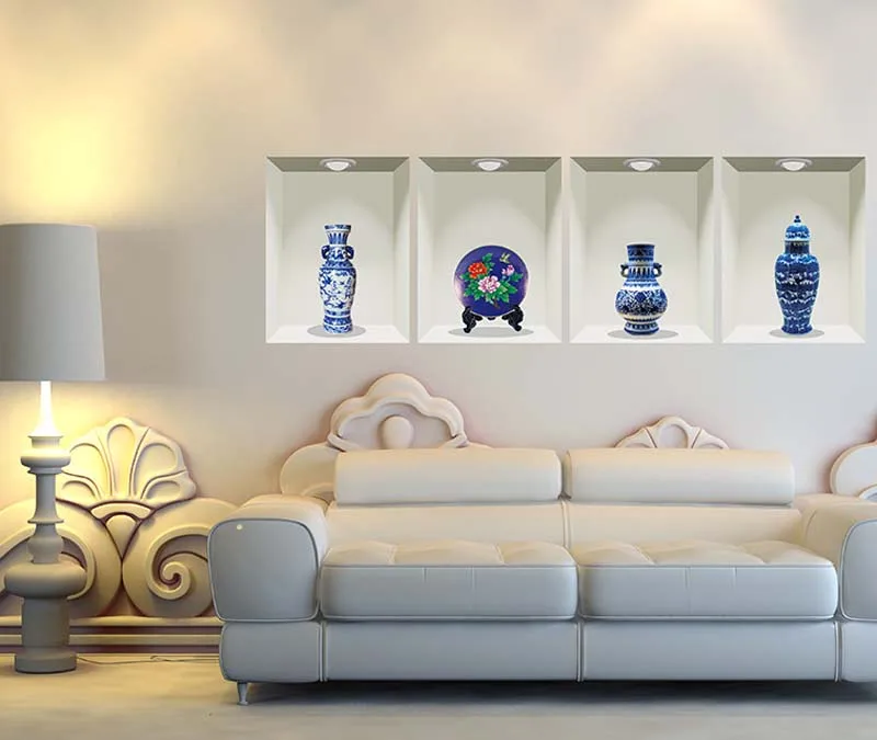 3D Наклейка на стену керамическая ваза Декор фрески наклейки искусство в