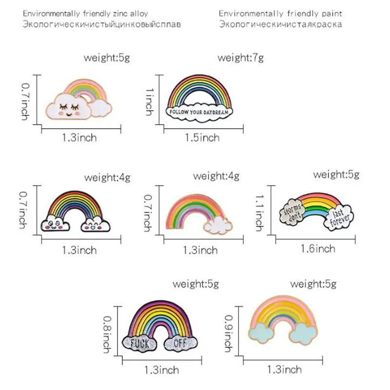 1 шт мультфильм Цвет Радуга значок металлический украшения для рюкзака куртка